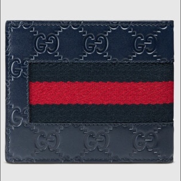 Gucci Other - 🆕💯 Auth Gucci Wallet - Bifold, GG Supreme w/Web NAVY BLUE Leather NWT